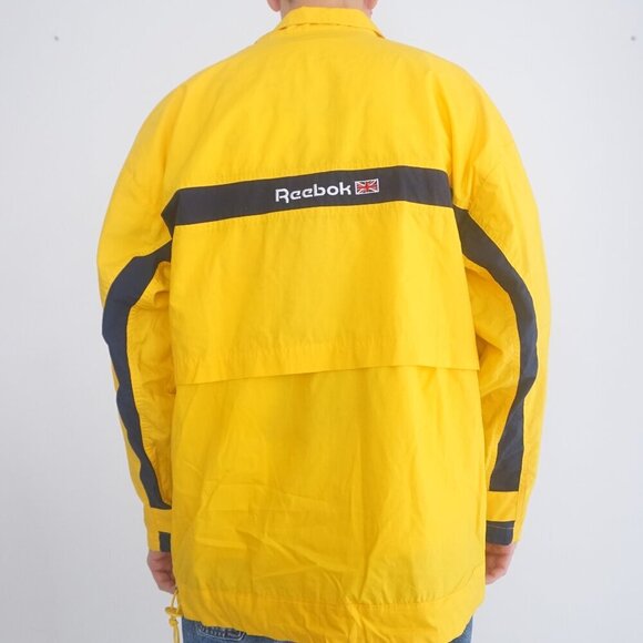 Vintage '90S Reebok British Edition Yellow Navy Half Zip Windbreaker Jacket S - Picture 2 of 10